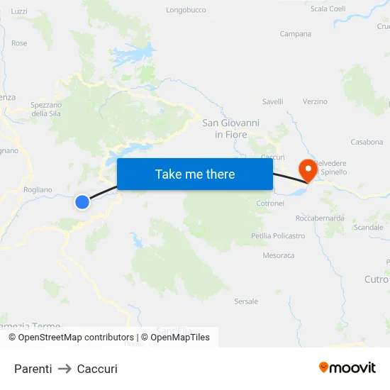 Parenti to Caccuri map