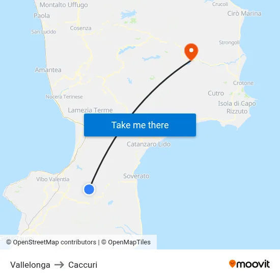Vallelonga to Caccuri map