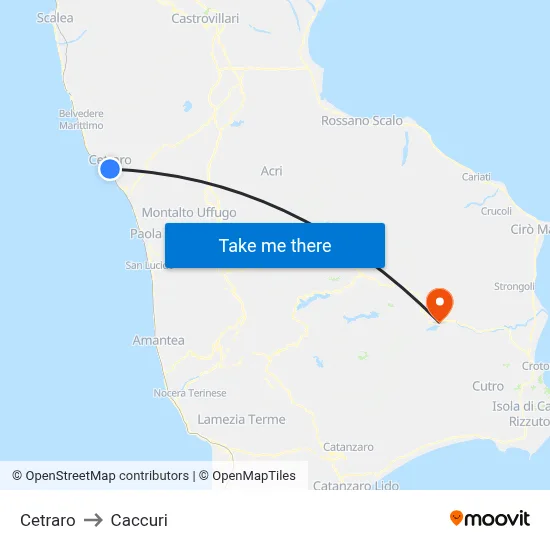Cetraro to Caccuri map