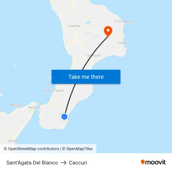 Sant'Agata Del Bianco to Caccuri map
