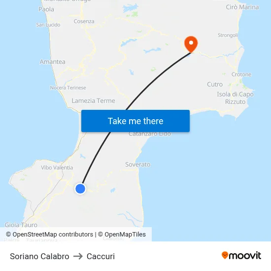 Soriano Calabro to Caccuri map