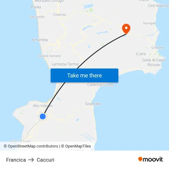 Francica to Caccuri map