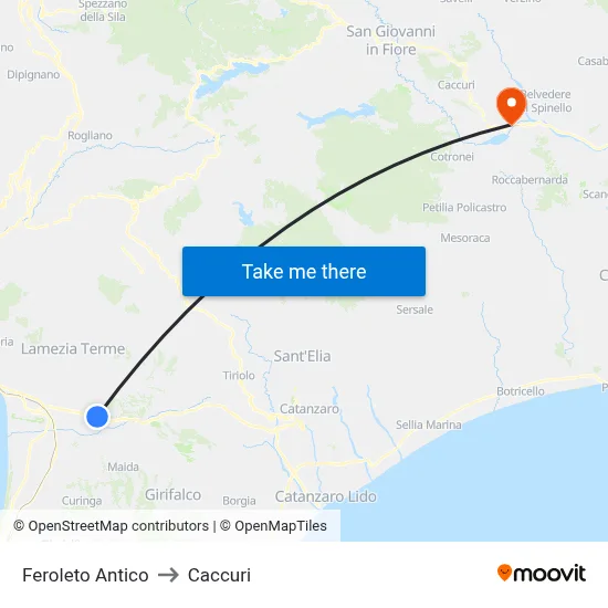 Feroleto Antico to Caccuri map