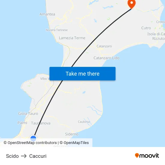 Scido to Caccuri map