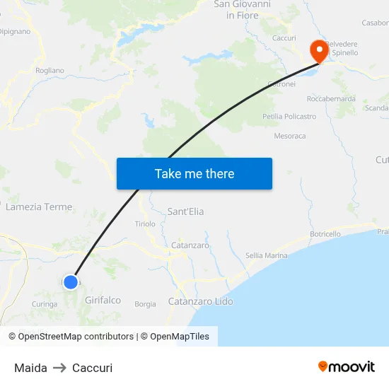 Maida to Caccuri map