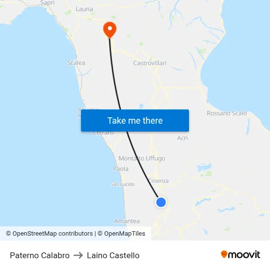 Paterno Calabro to Laino Castello map