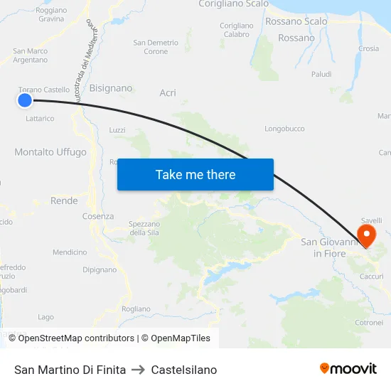 San Martino Di Finita to Castelsilano map