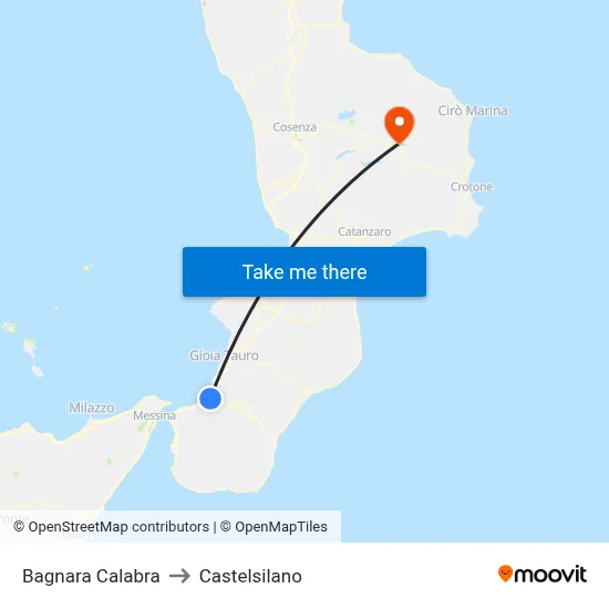 Bagnara Calabra to Castelsilano map