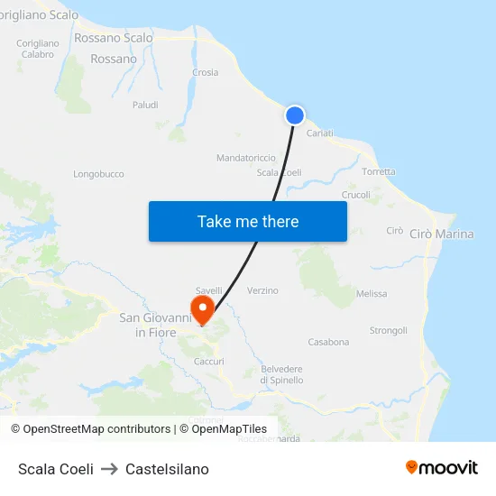 Scala Coeli to Castelsilano map