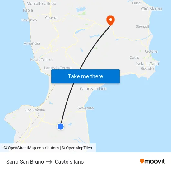 Serra San Bruno to Castelsilano map