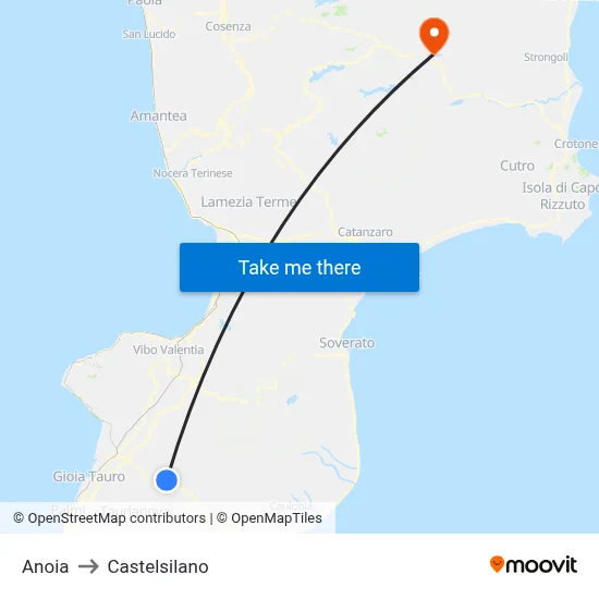 Anoia to Castelsilano map