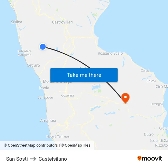 San Sosti to Castelsilano map