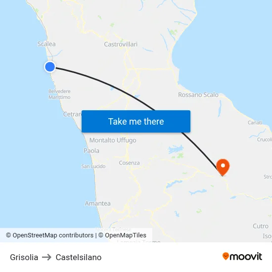 Grisolia to Castelsilano map