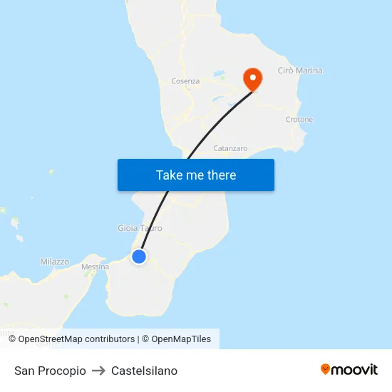 San Procopio to Castelsilano map