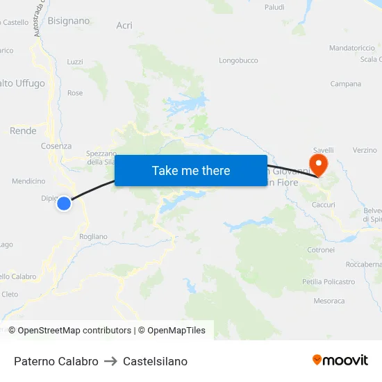 Paterno Calabro to Castelsilano map