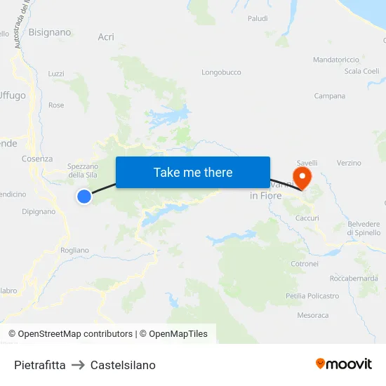 Pietrafitta to Castelsilano map