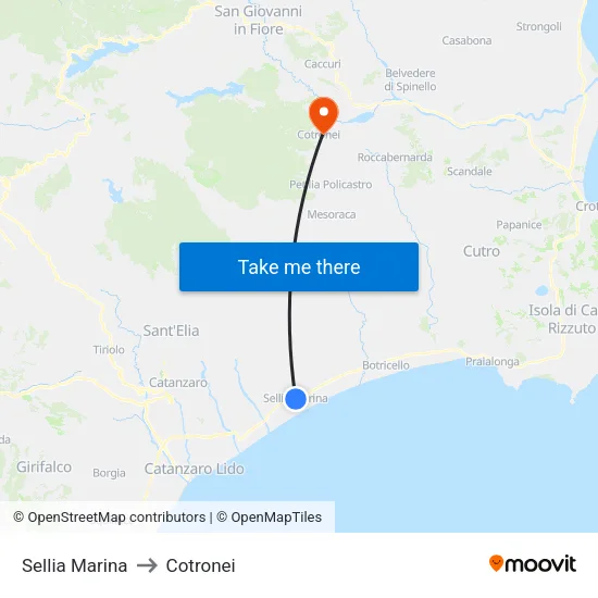 Sellia Marina to Cotronei map