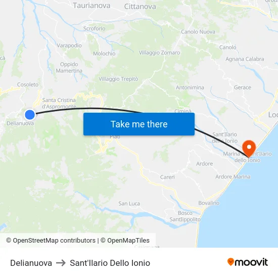 Delianuova to Sant'Ilario Dello Ionio map