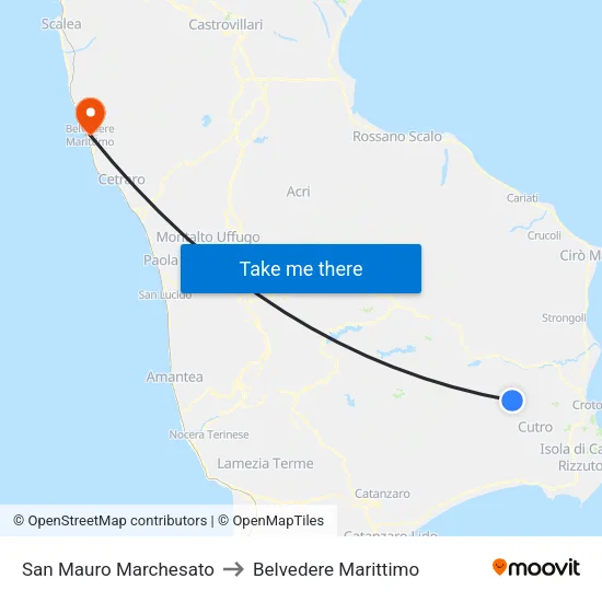 San Mauro Marchesato to Belvedere Marittimo map