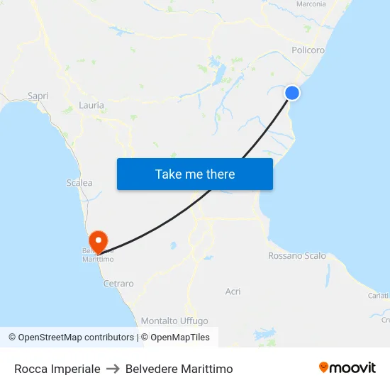 Rocca Imperiale to Belvedere Marittimo map