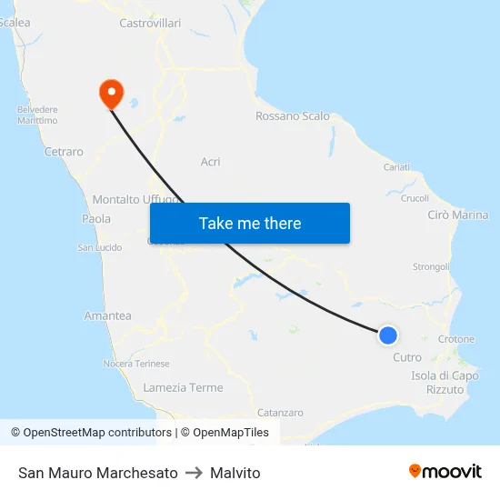 San Mauro Marchesato to Malvito map