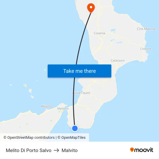 Melito Di Porto Salvo to Malvito map