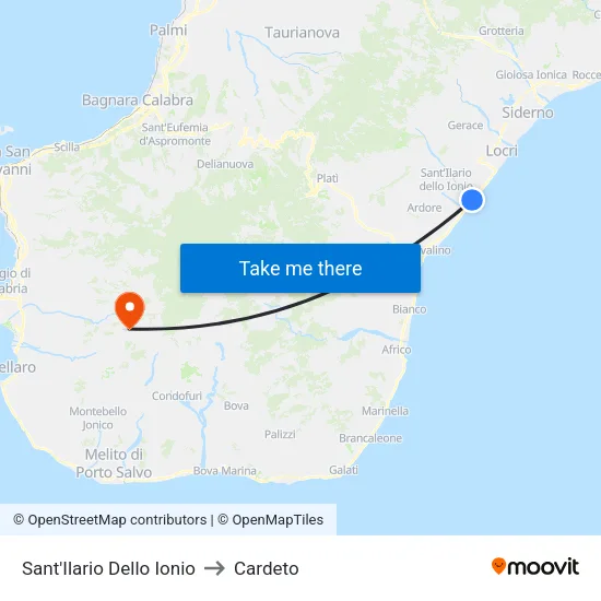 Sant'Ilario Dello Ionio to Cardeto map
