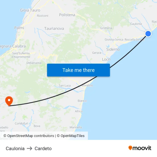 Caulonia to Cardeto map
