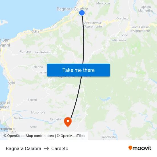 Bagnara Calabra to Cardeto map