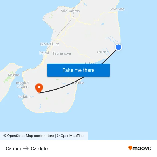 Camini to Cardeto map