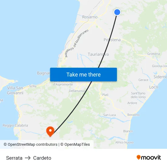 Serrata to Cardeto map