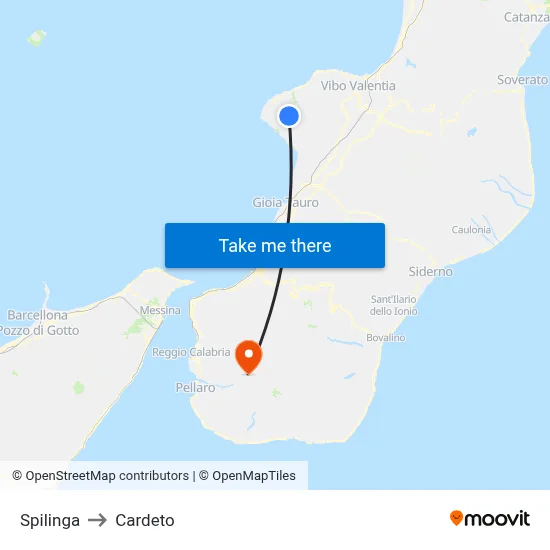 Spilinga to Cardeto map