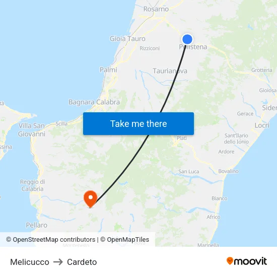 Melicucco to Cardeto map