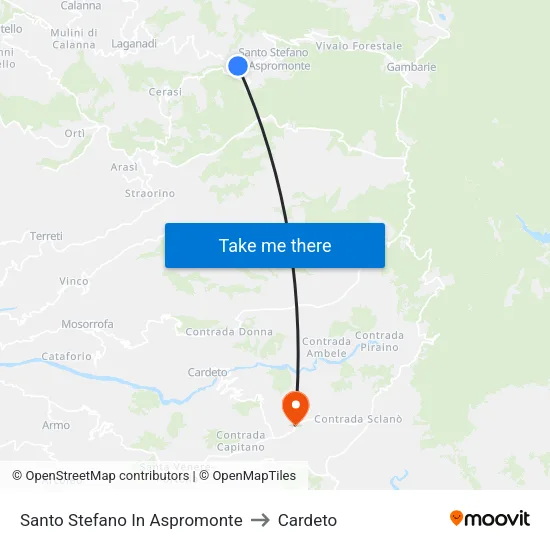 Santo Stefano In Aspromonte to Cardeto map