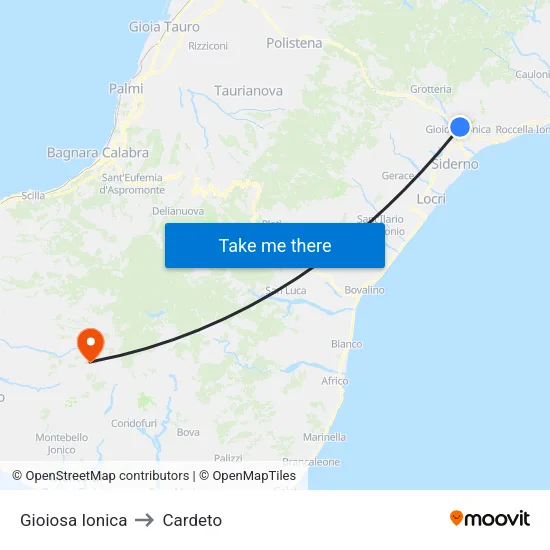Gioiosa Ionica to Cardeto map