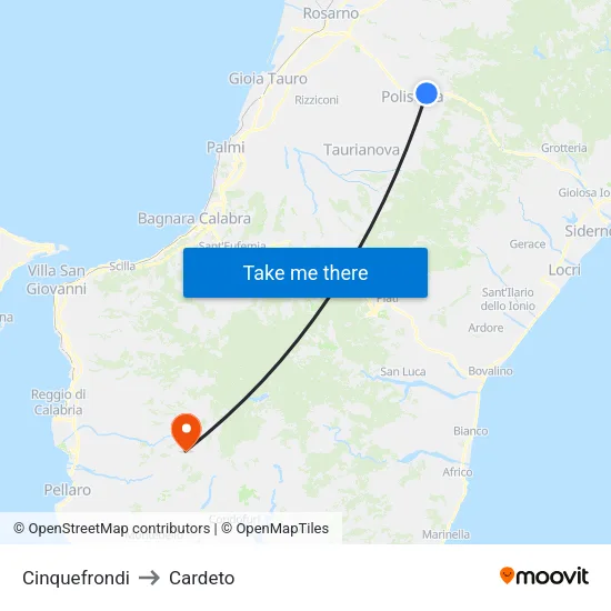 Cinquefrondi to Cardeto map