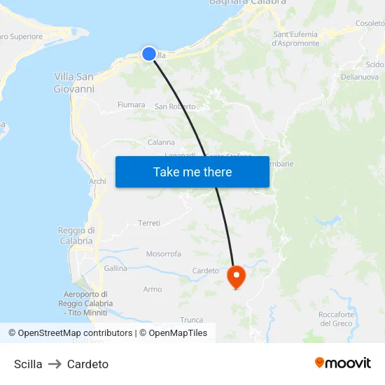 Scilla to Cardeto map