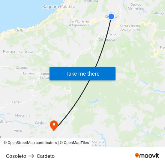 Cosoleto to Cardeto map