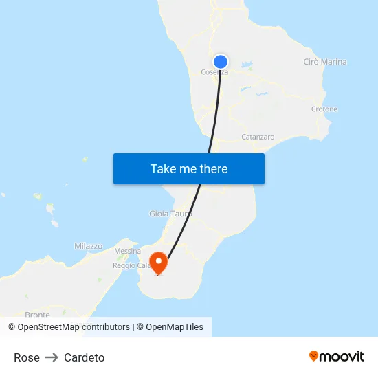 Rose to Cardeto map