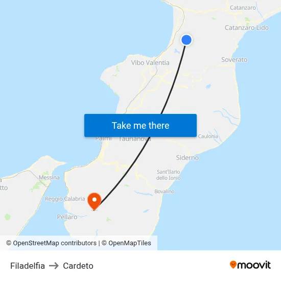 Filadelfia to Cardeto map