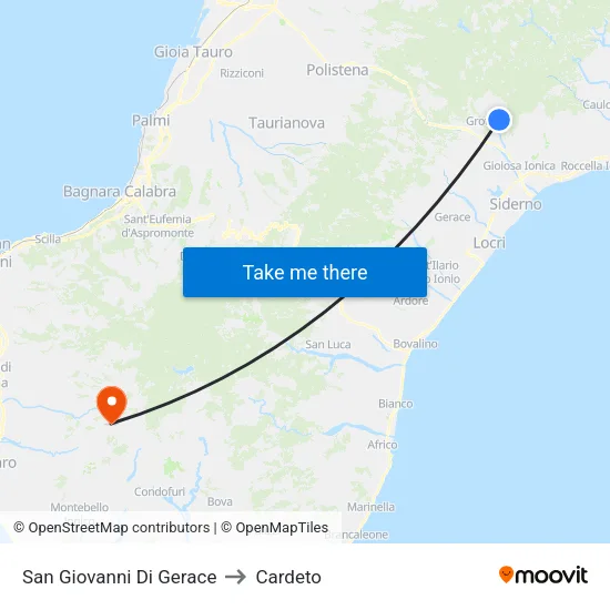 San Giovanni Di Gerace to Cardeto map