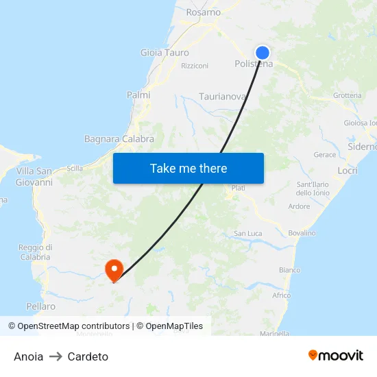 Anoia to Cardeto map