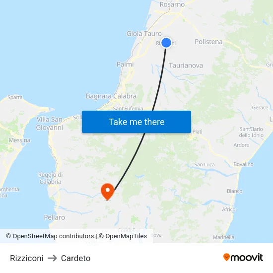 Rizziconi to Cardeto map