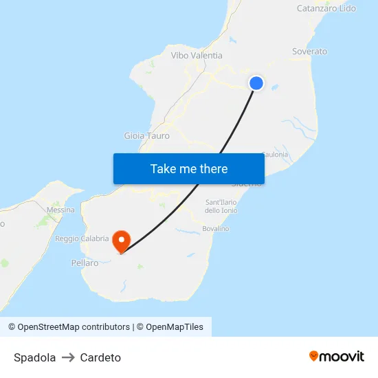 Spadola to Cardeto map
