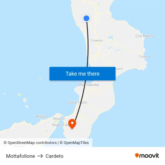Mottafollone to Cardeto map