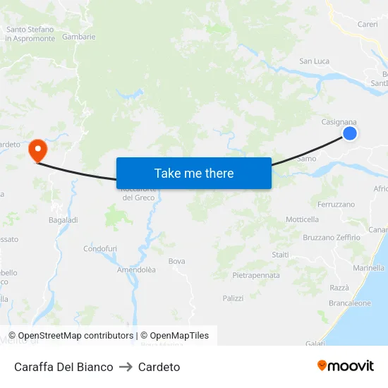 Caraffa Del Bianco to Cardeto map