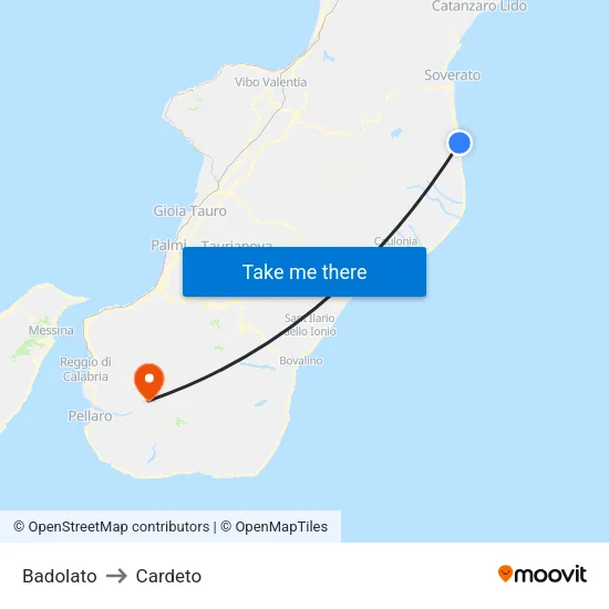 Badolato to Cardeto map