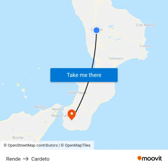 Rende to Cardeto map