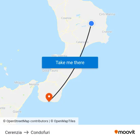 Cerenzia to Condofuri map