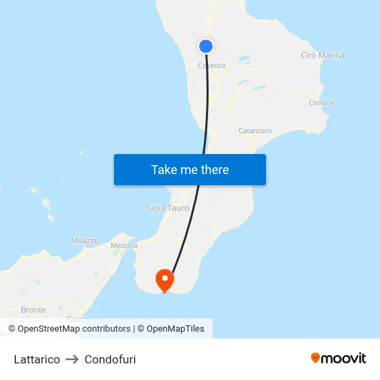 Lattarico to Condofuri map